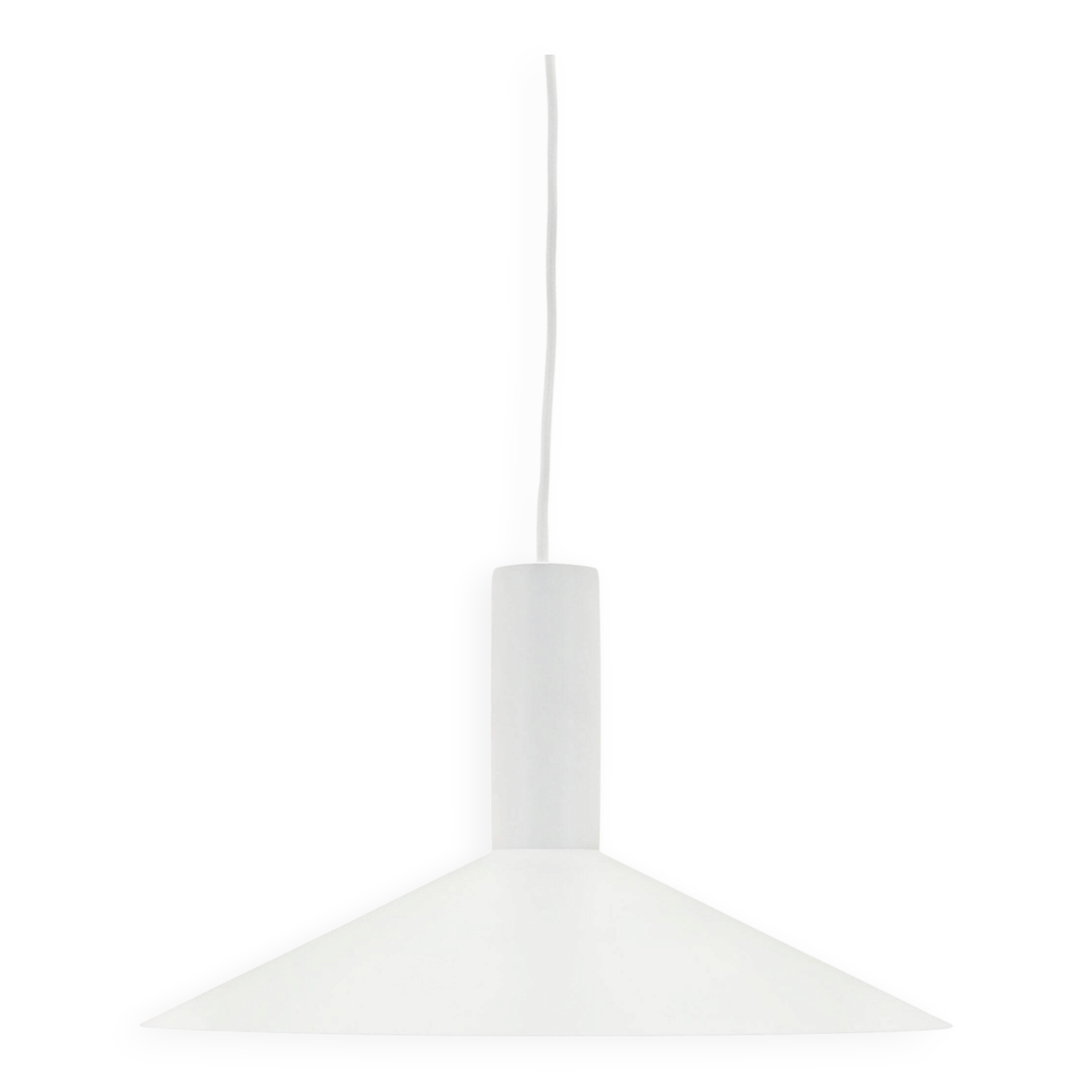 Danish white metal pendant lamp, conical shade, 2000s