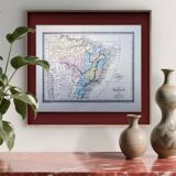 Brazil, old map, printed in 1852.