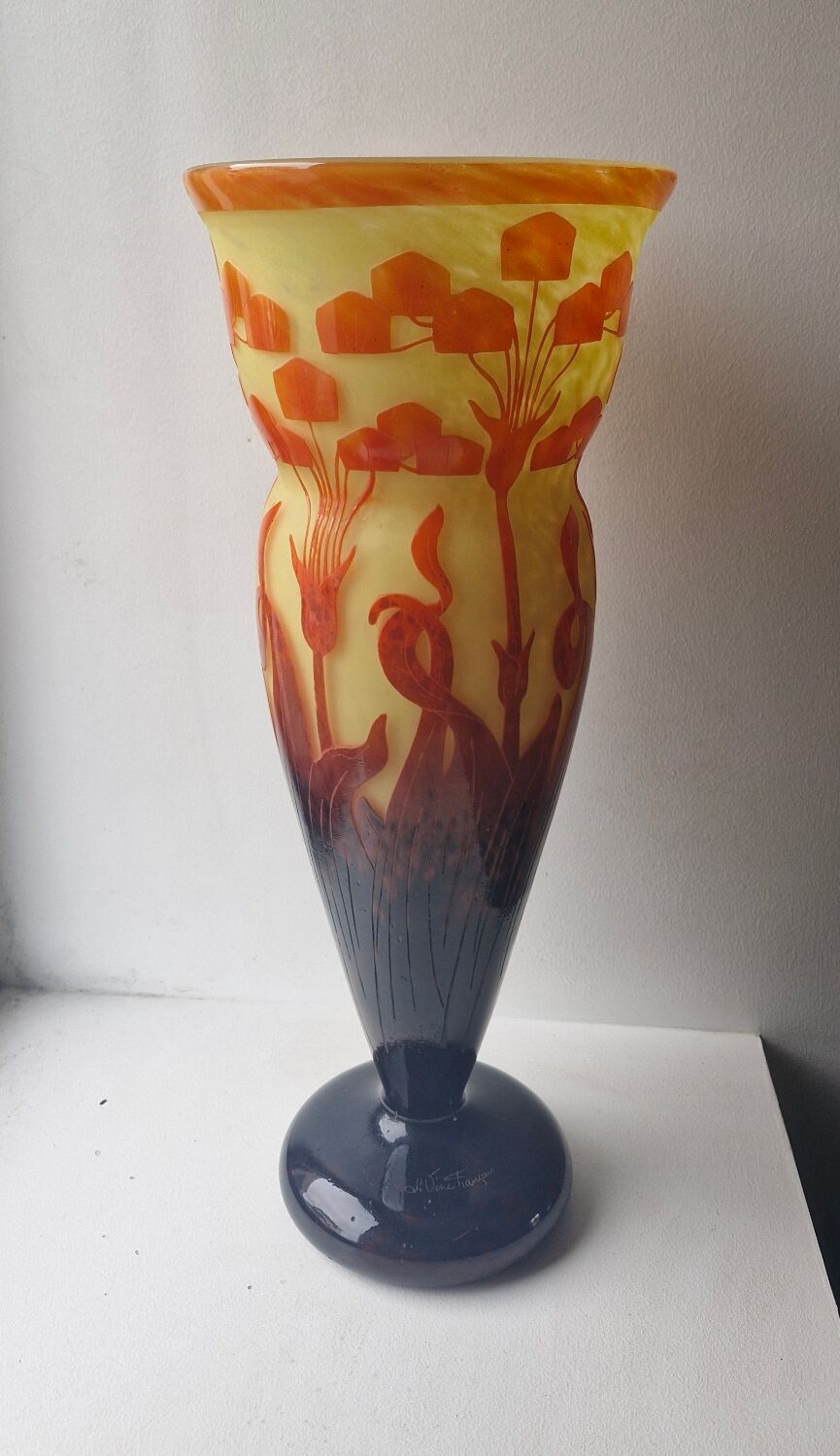French Glass Vase Schneider