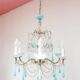 Italian chandelier with 6 arms in blue opaline glass (55 cm)