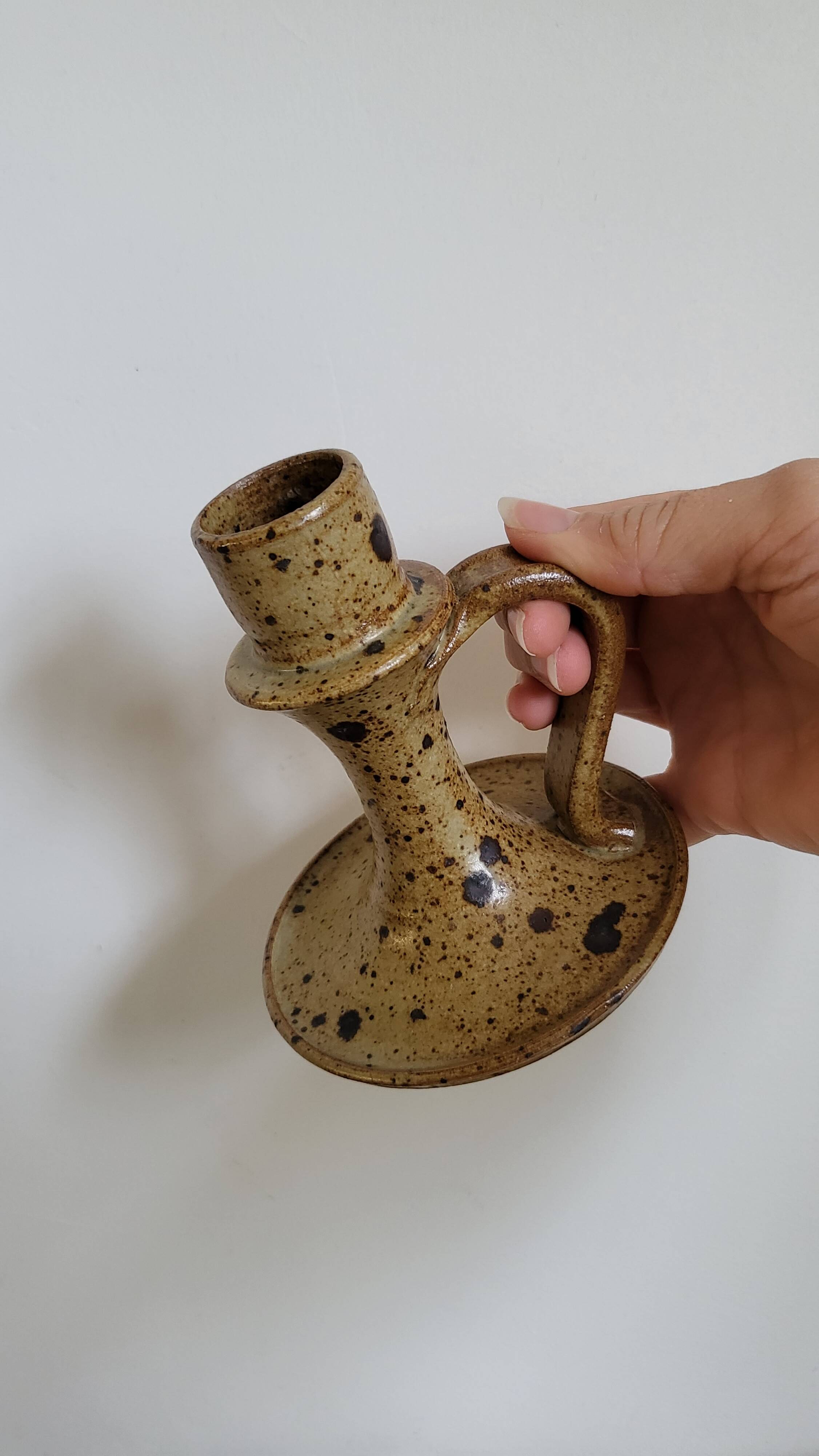 speckled sandstone candle holder