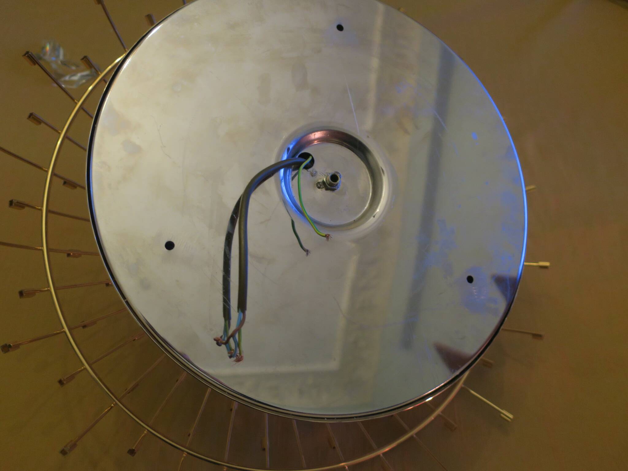 Stilkronen gold-plated brass and crystal glass chandelier, Italy 1970s