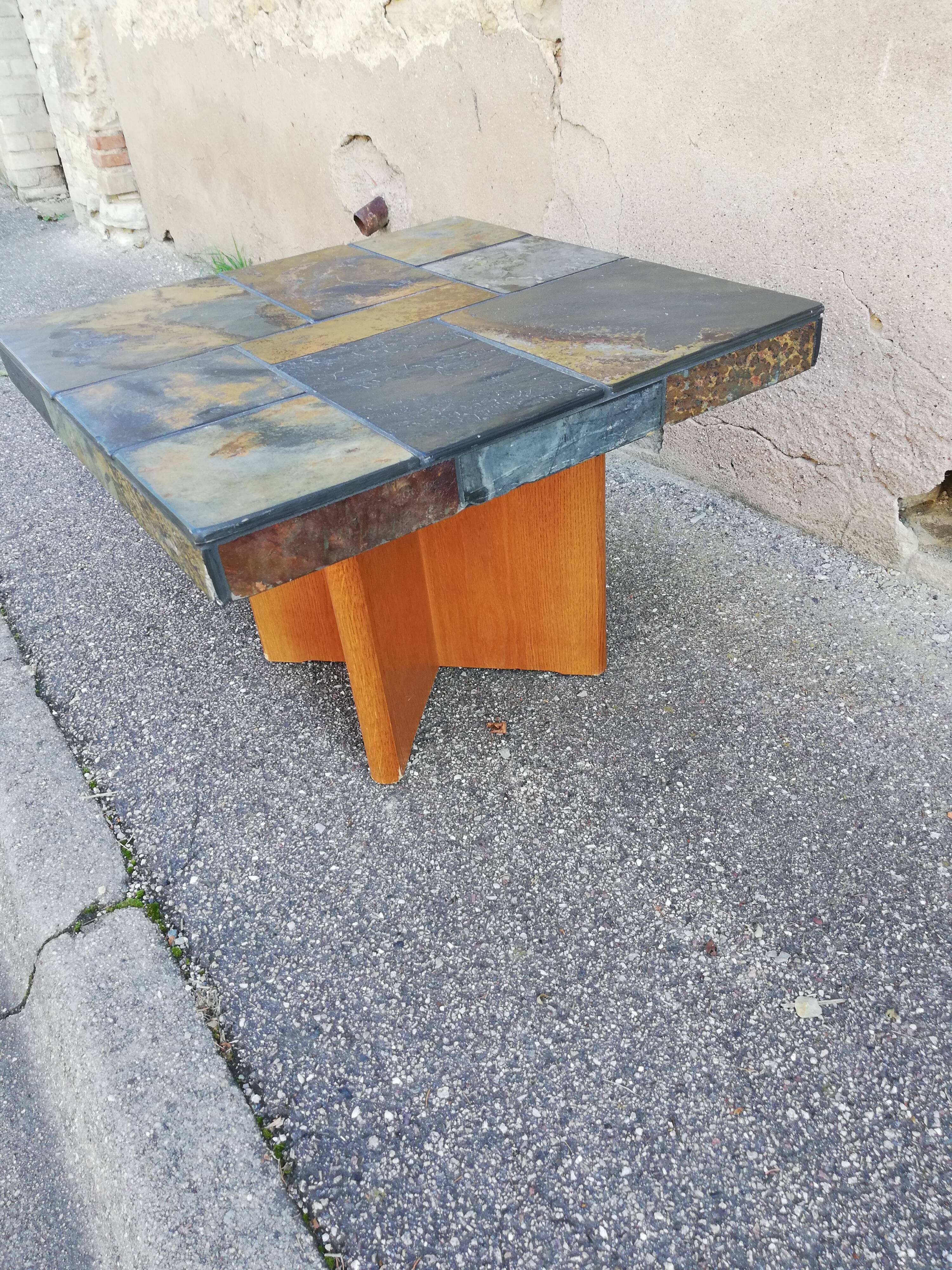 Table basse bois et pierre
