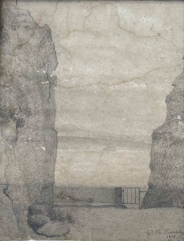 Tableau dessin vue de Biarritz 1875