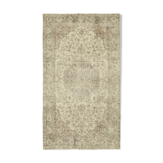 Handwoven unique anatolian beige carpet 156 cm x 273 cm