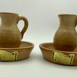 Paire de bougeoirs en grès