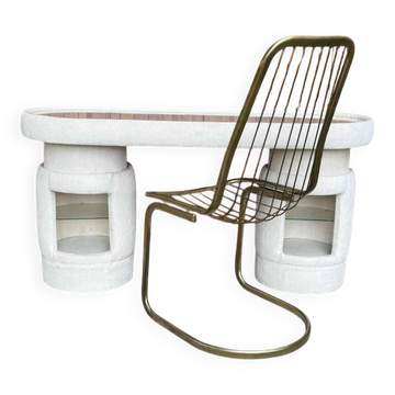 Coiffeuse avec chaise de Kecskemét Furniture, 1975, lot de 2