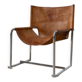 Italian leather single lounge chair