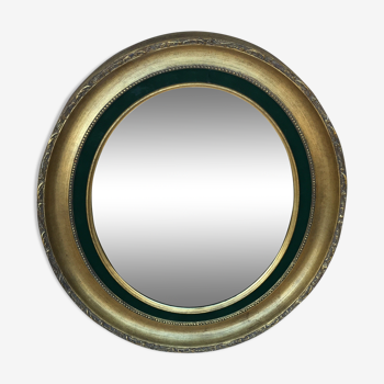 Miroir en bois doré ovale 66 x 57 cm