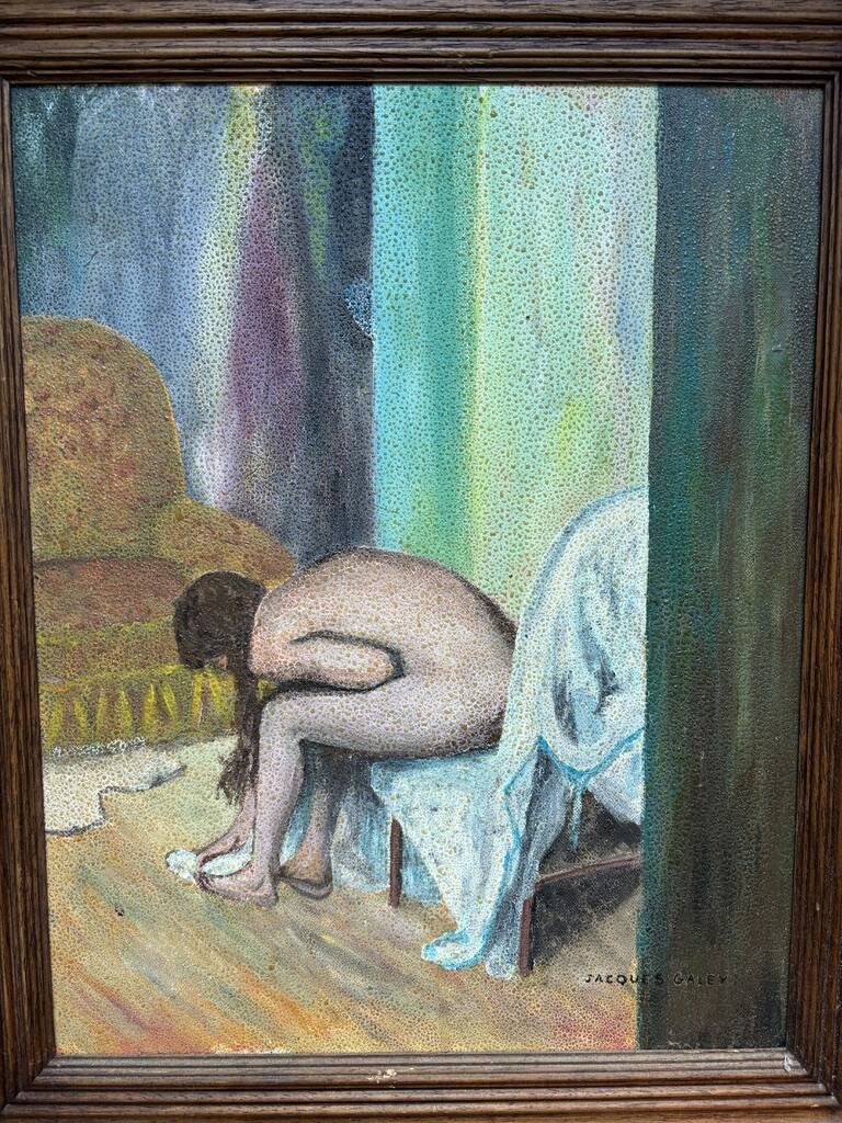Painting "Nude influenced by Degas" 1960 France signed Jacques Galey