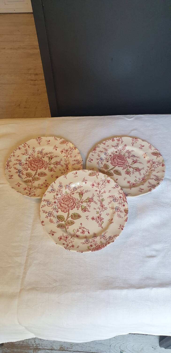 3 English plates by Johnson Bros