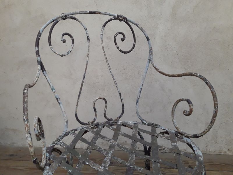 Xix° wrought iron garden armchair