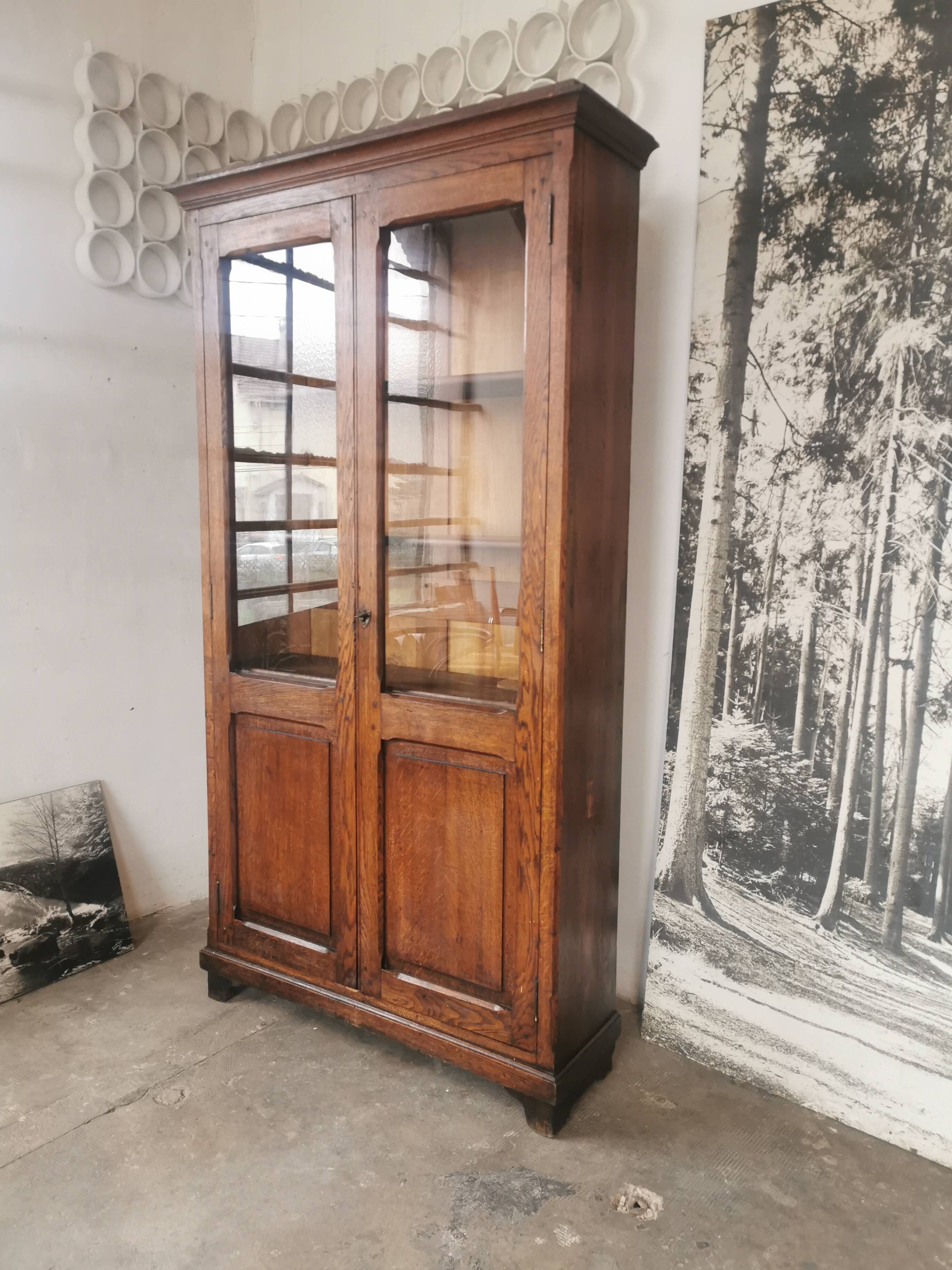Display cabinet, oak bookcase from the 20s