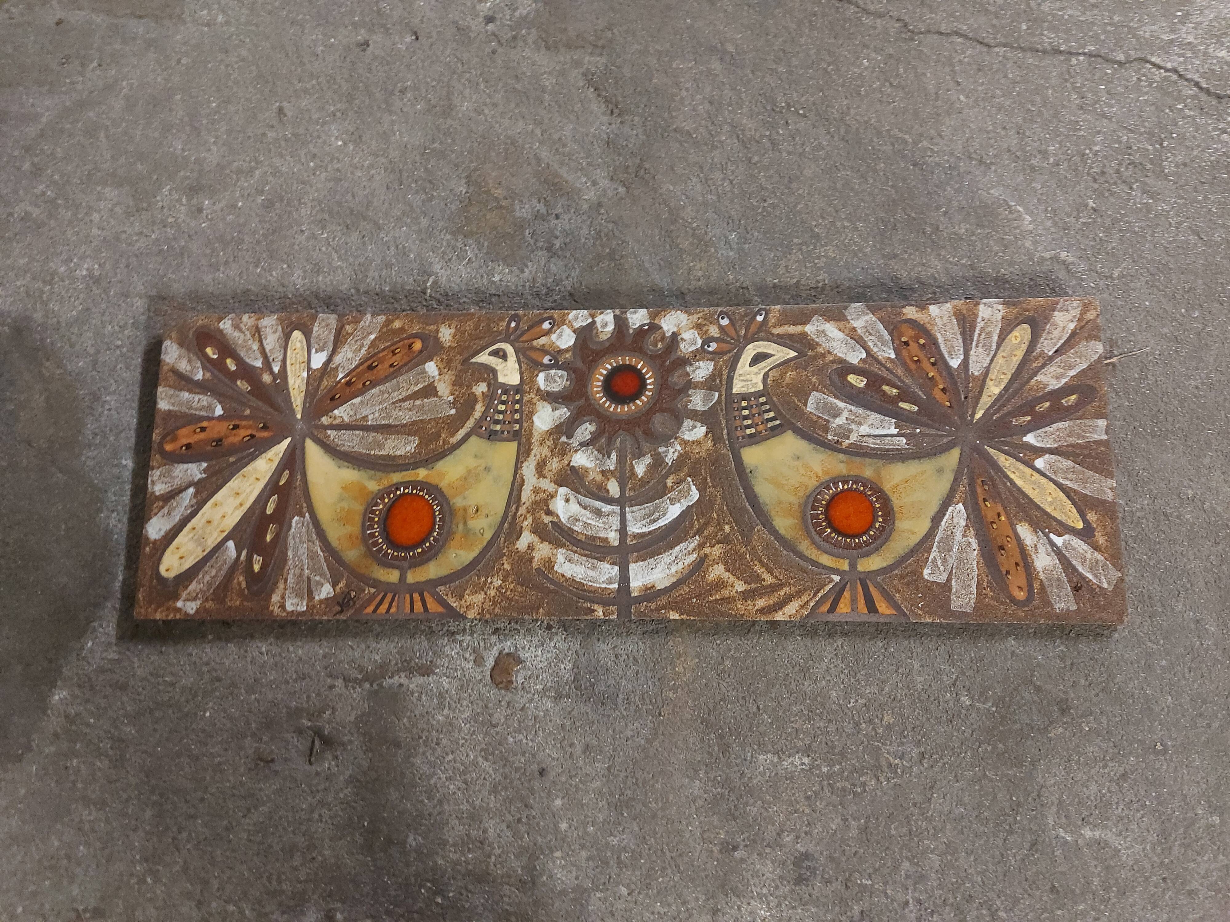 Plate, enamelled lava panel J.G Picard, Vallauris