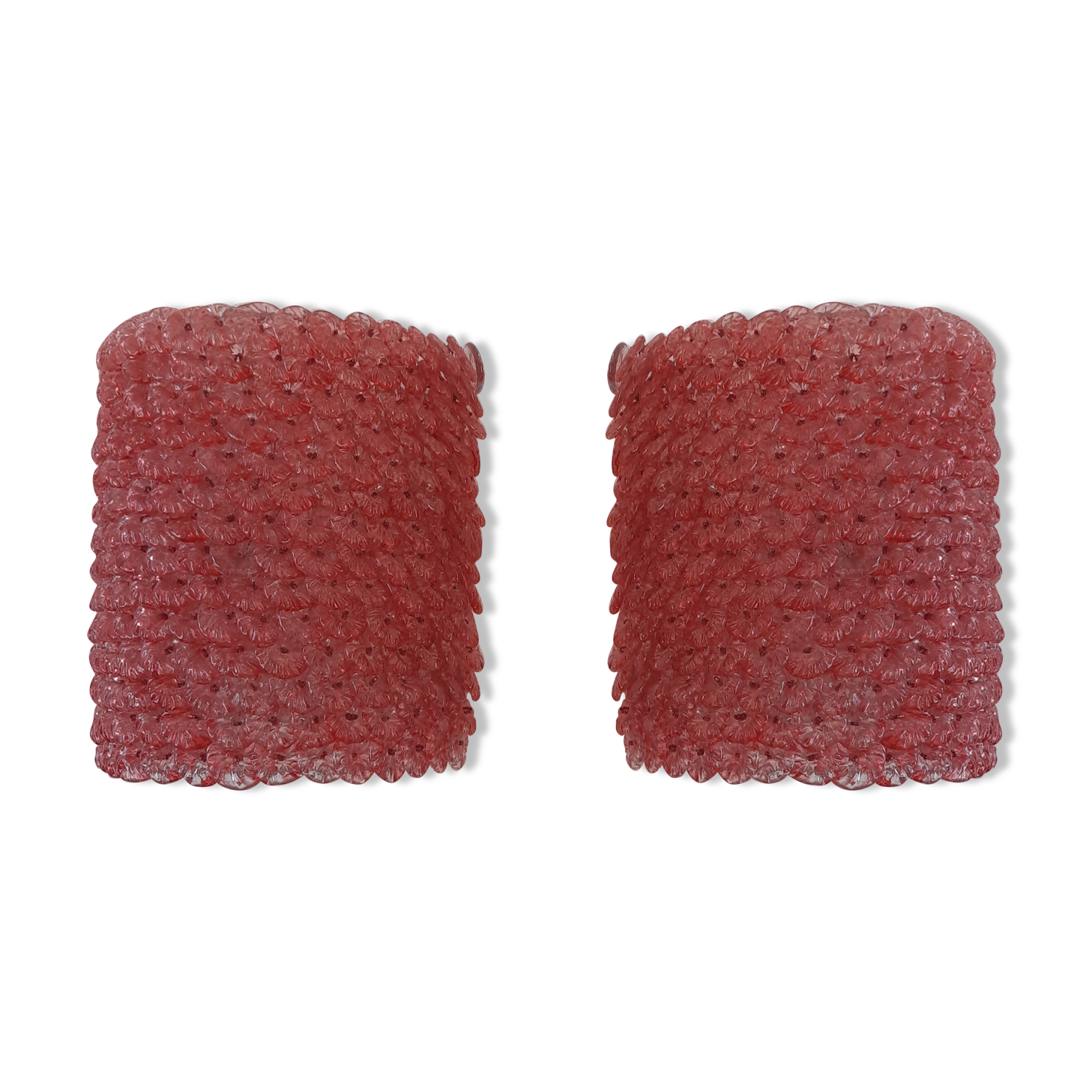 Pair of pink glass sconces 70-80s