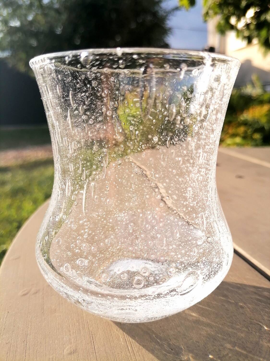 6 bubbled water glasses White Roman Goblet Biot Glassware