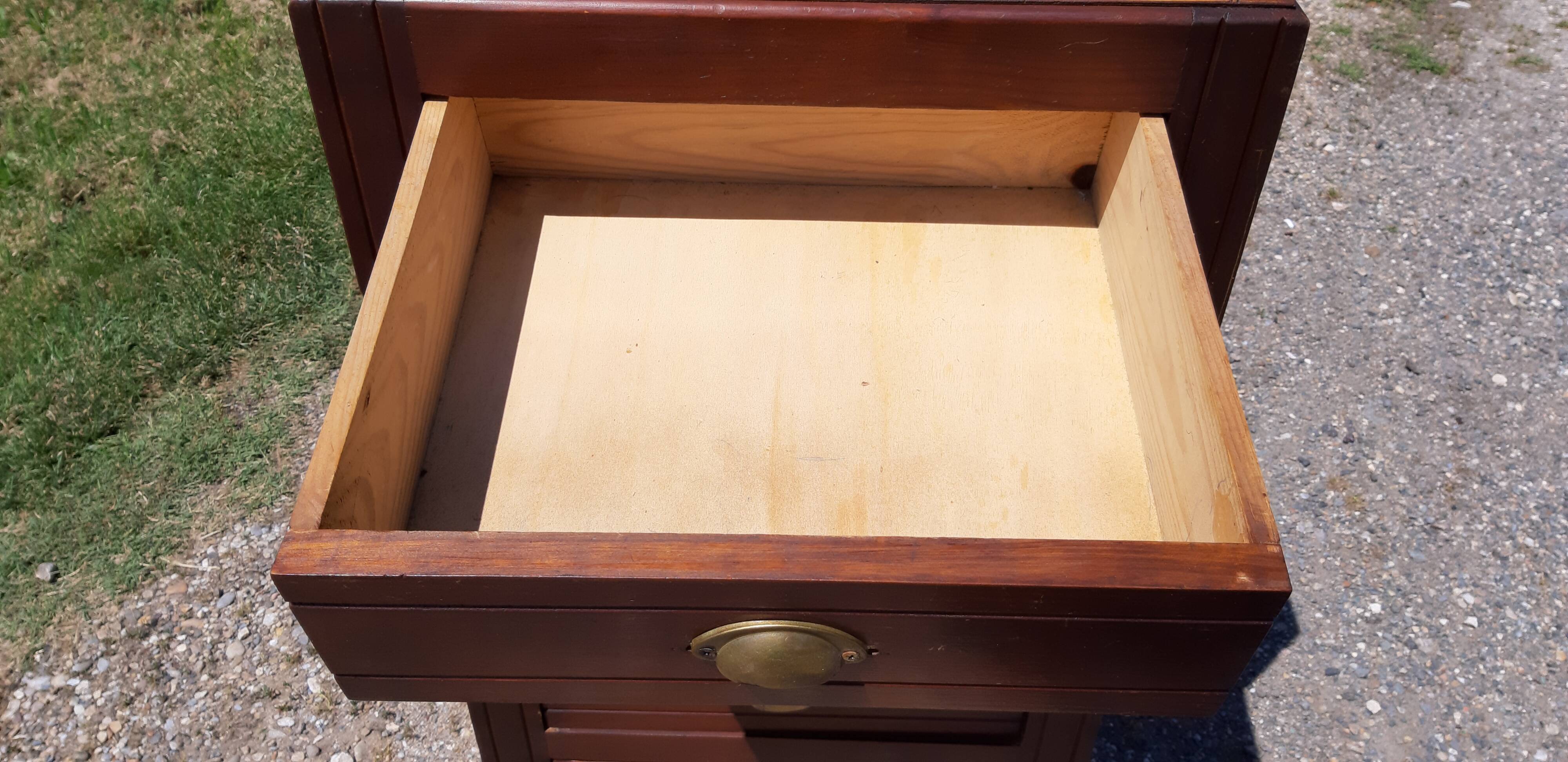 Industrial furniture Wood and Brass, 5 drawers