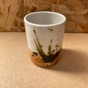 Ancien Pot Tasse Poterie De La Colombe Grès Beige Marron Vintage