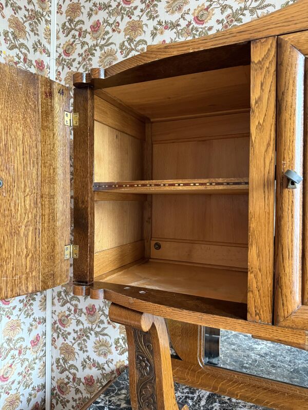 Buffet vaisselier bois massif pierre marbre