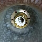 Brass wall lamp with speckled glass tulip