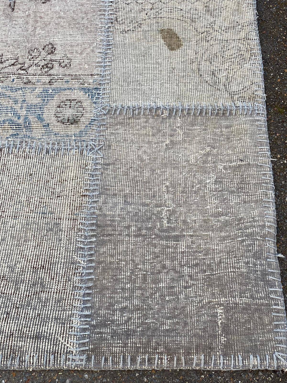 Patchwork wool rug 200x300 grey