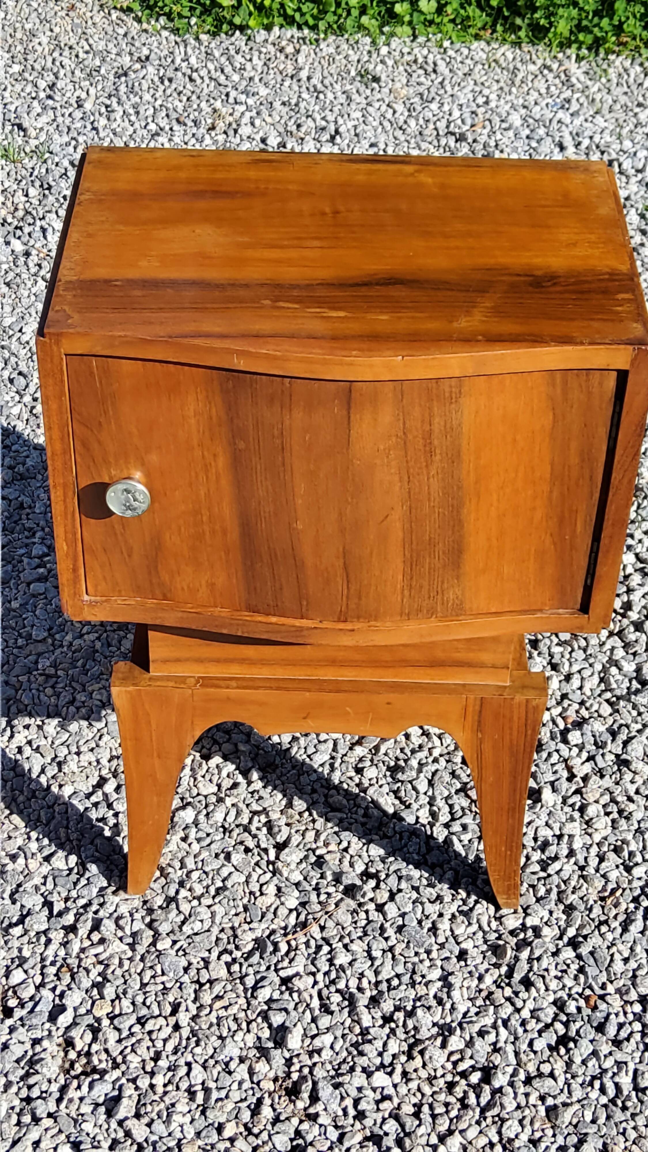 Pair of vintage 50s walnut bedside tables