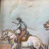 Pastel painting of a horseman scene
