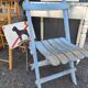Vintage blue garden chair, wooden and folding