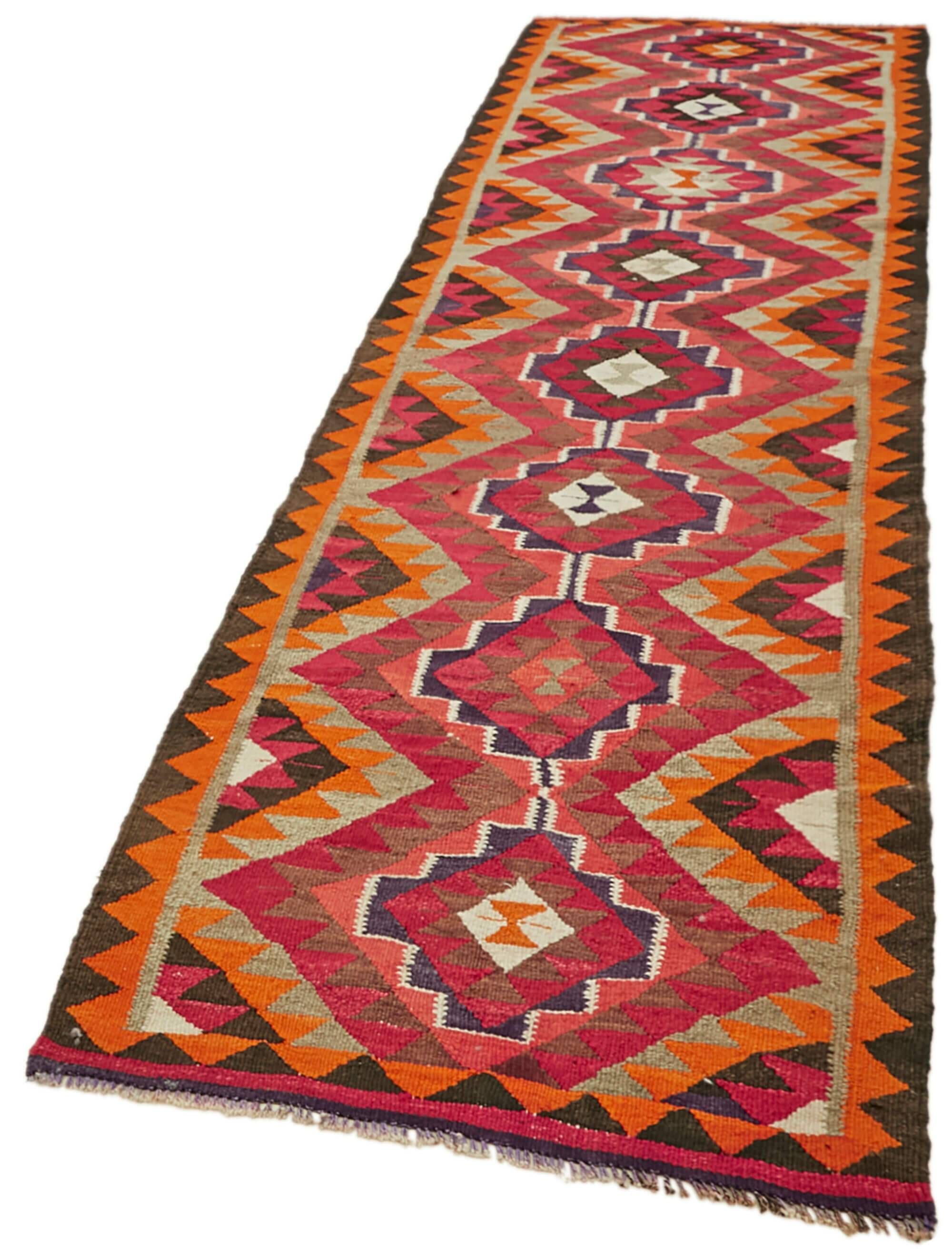 Turkish Handwoven Vintage Herki Kilim 105 cm x 340 cm