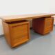 Large vintage double-sided executive desk in oak wood from the 70s