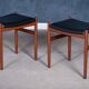 Teak Stools with Black Leather Tops by Spøttrup Møbelfabrik, 1960s, Set of 2