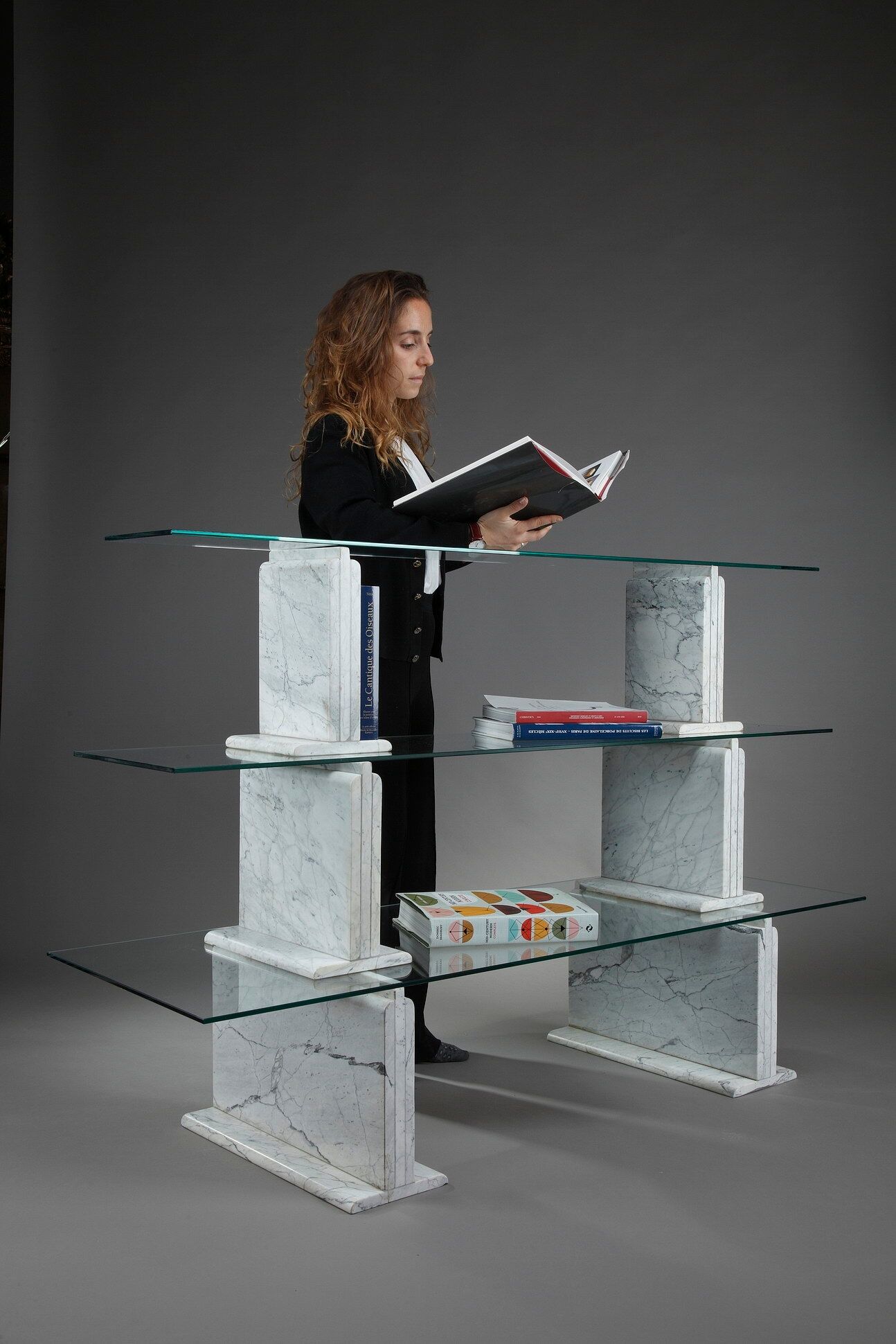 Carrara marble and glass library - 1970