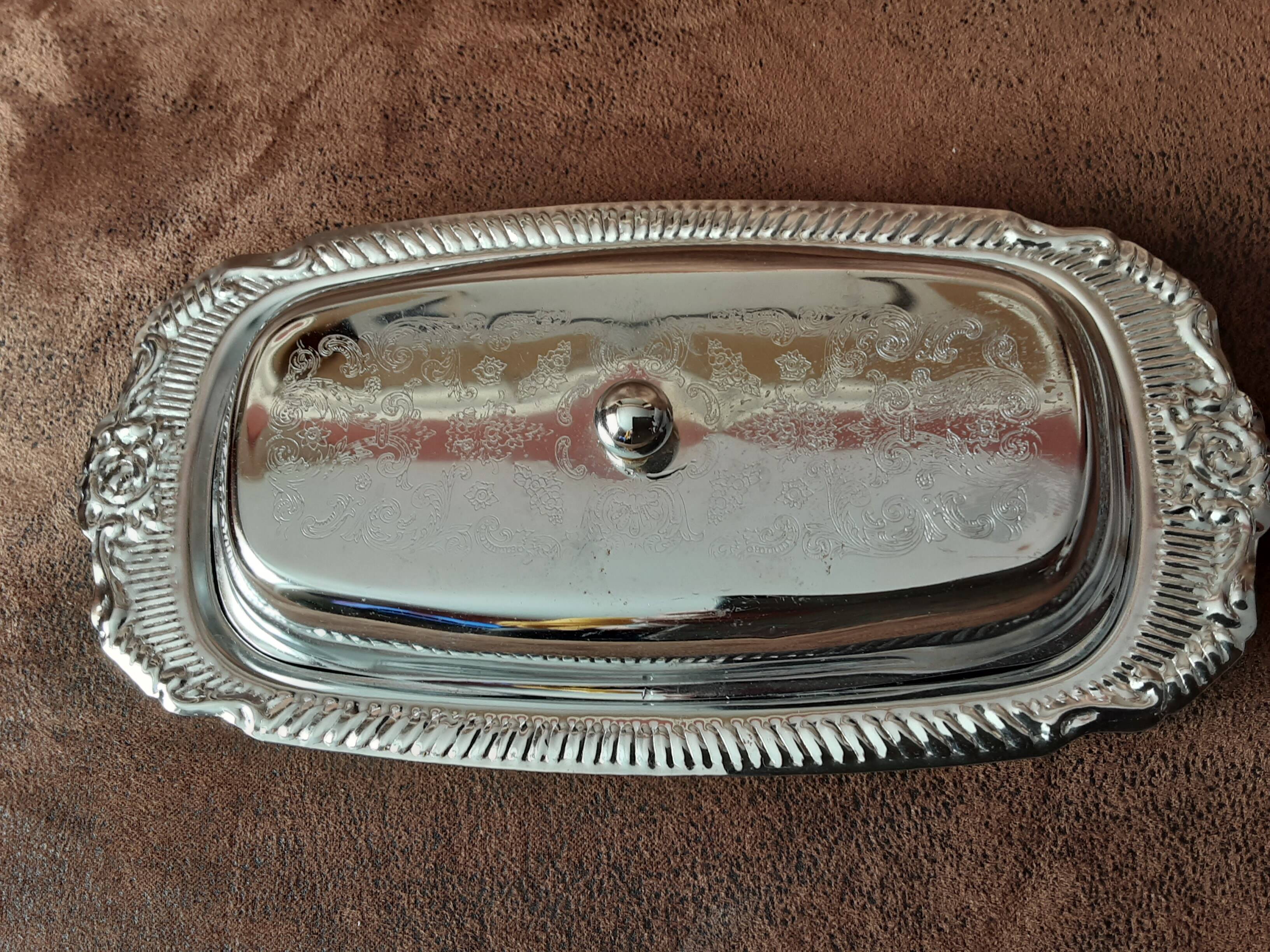 Vintage metal butter dish