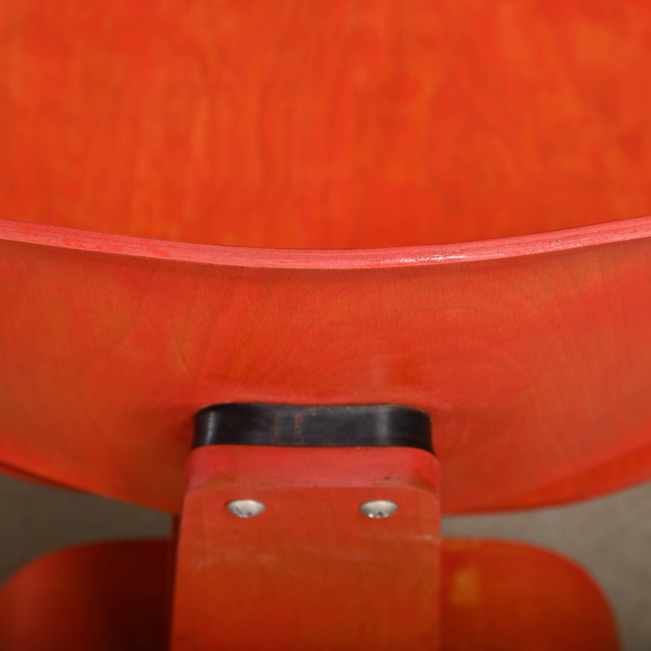 Charles & Ray Eames Early DCW Red aniline dye Ash Dining Chair for Evans Plywood