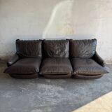 Michel Cadestin 1970s Dark Brown Leather 4-Piece Modular Sofa for Airborne