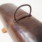 Vintage leather cut down pommel horse bench