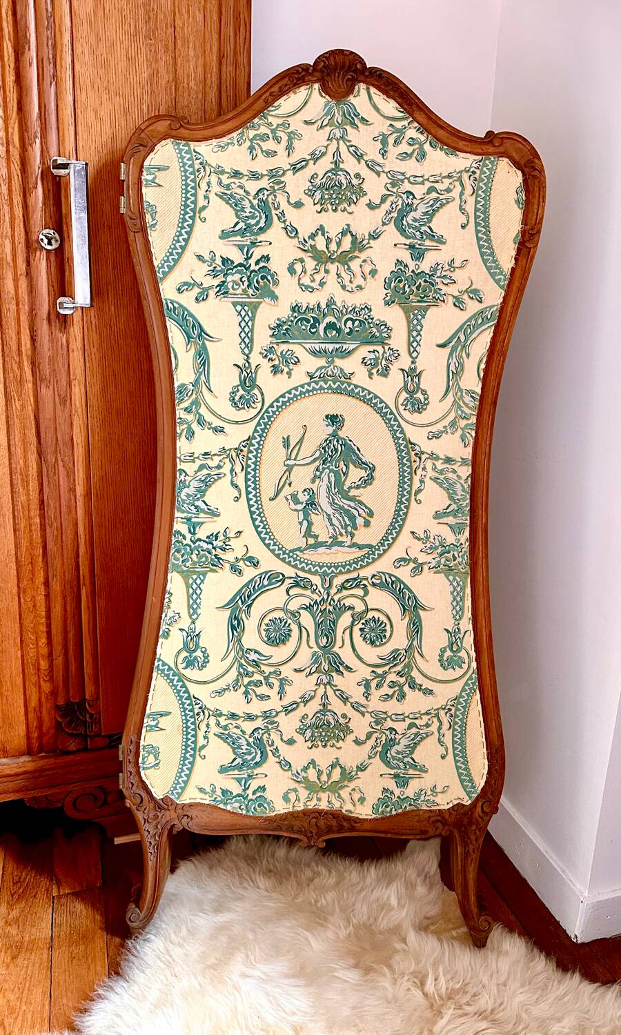 Old wooden and fabric screen