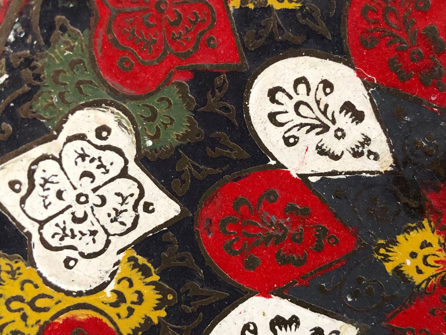 Old copper plate, hand painted, origin Pakistan