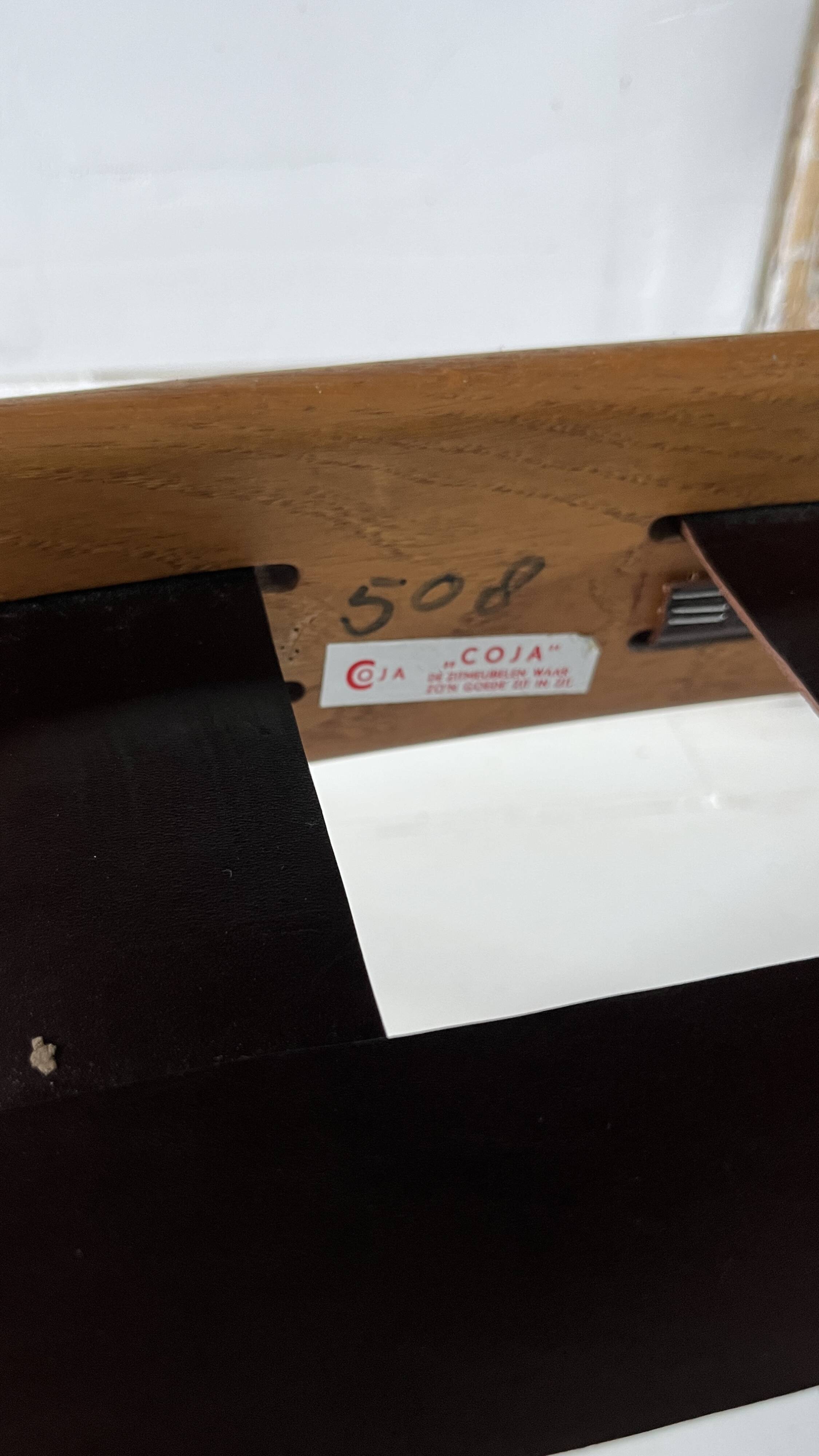 Scandinavian lounge chair COJA in wood and leather, 1960s