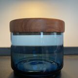 Vintage pot in blown glass and teak