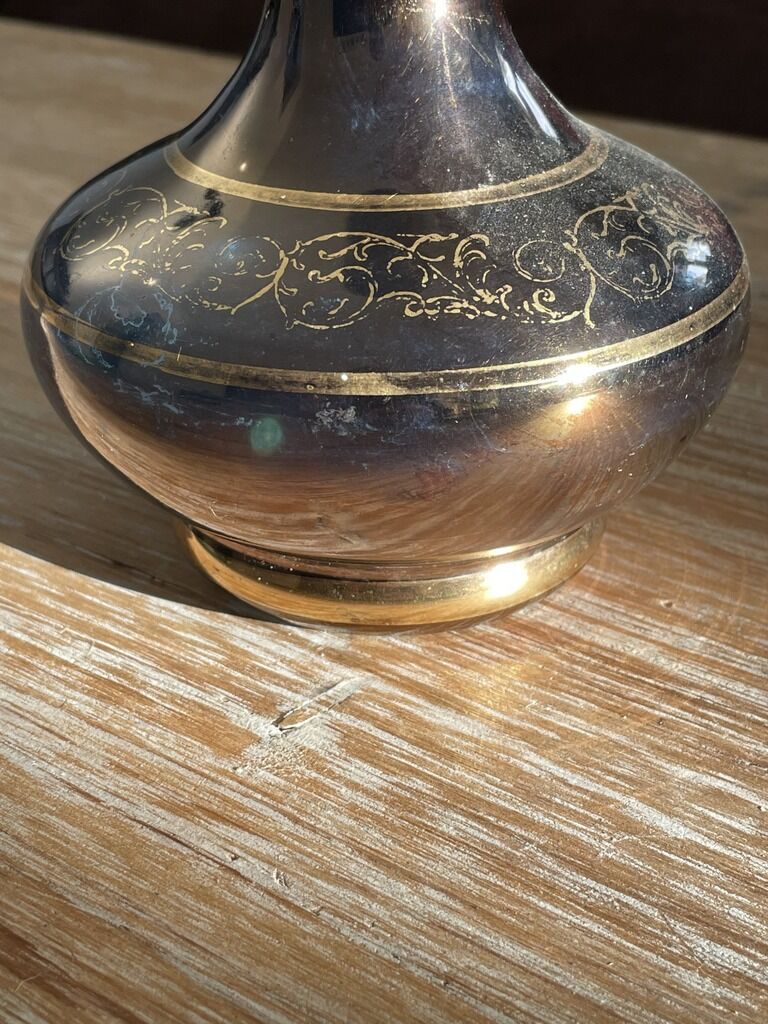 Copper and gold glass vase