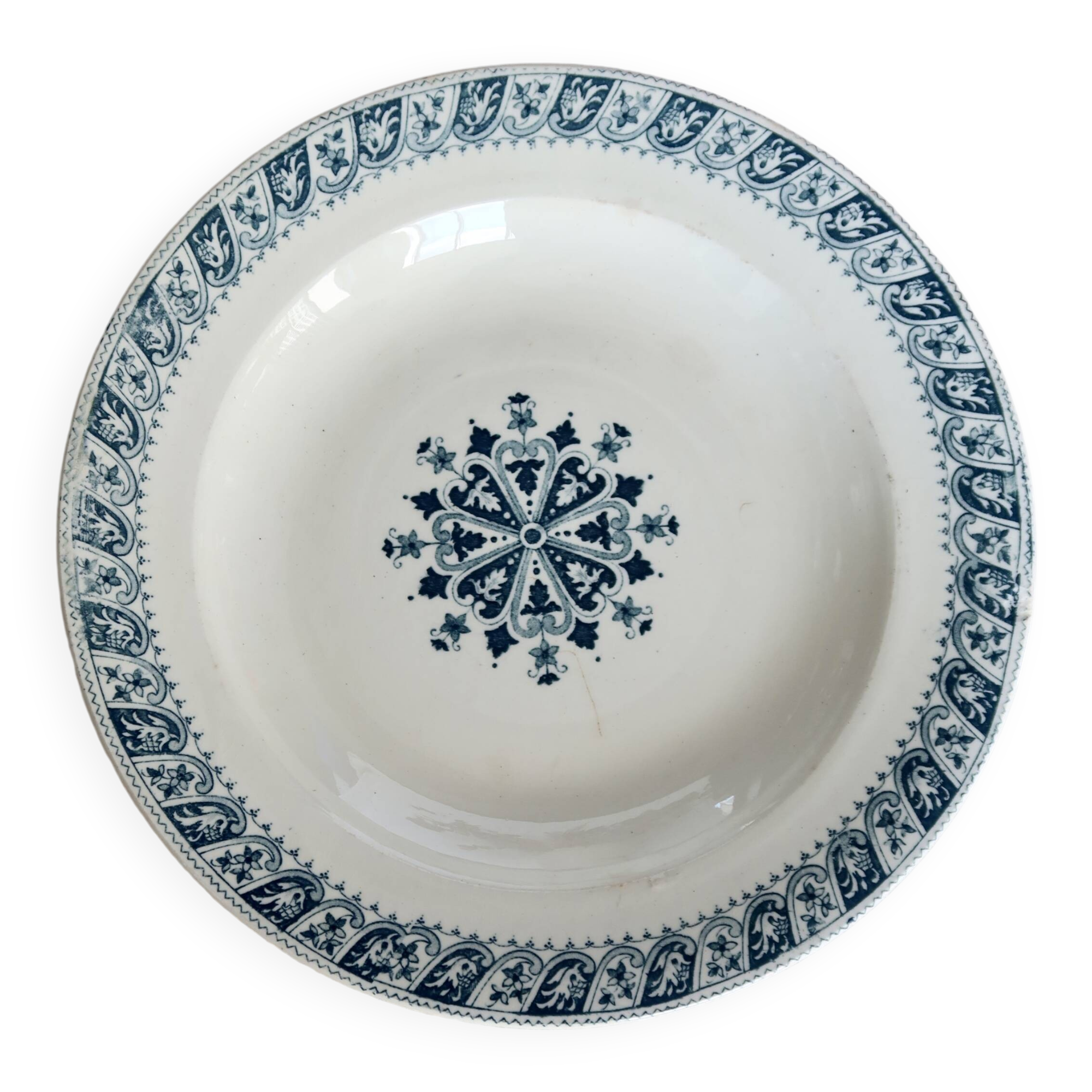 Antique semi-deep ironstone plate – Salins Henri II model