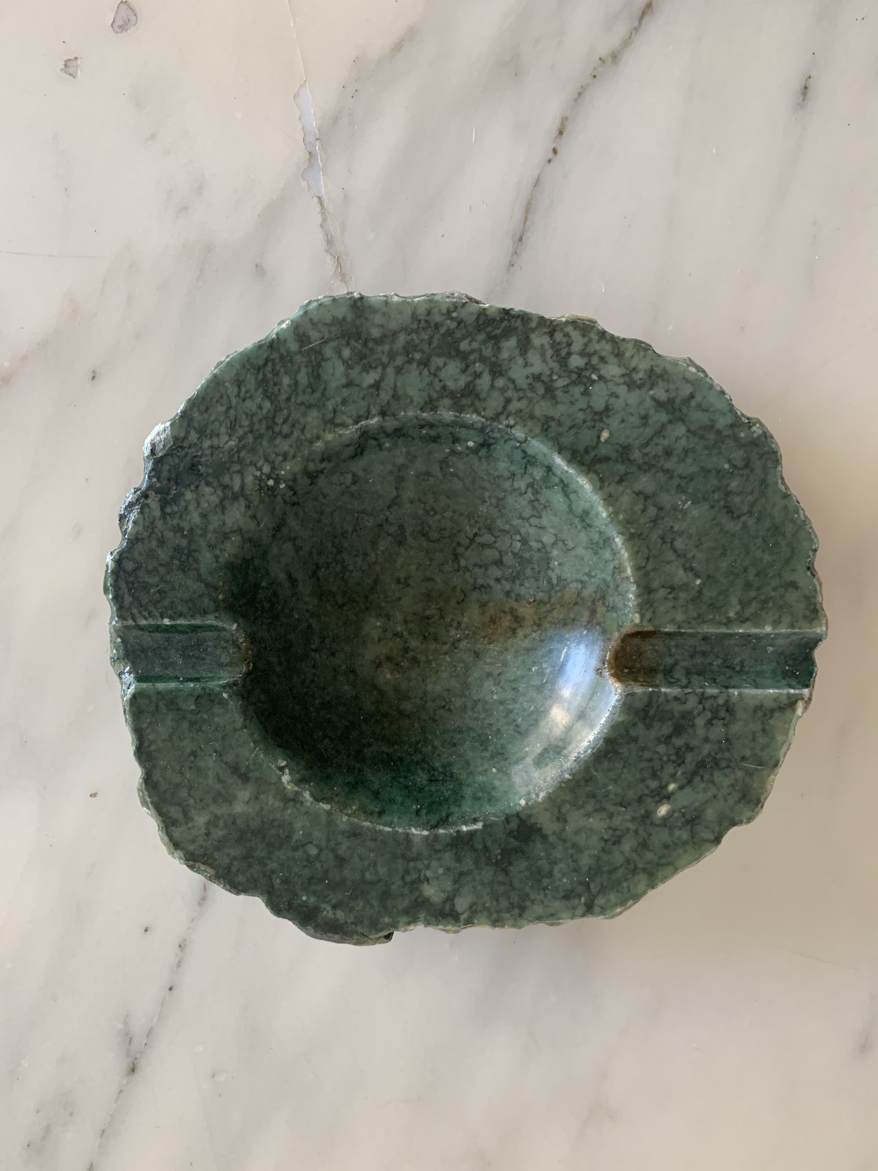 Green alabaster ashtray