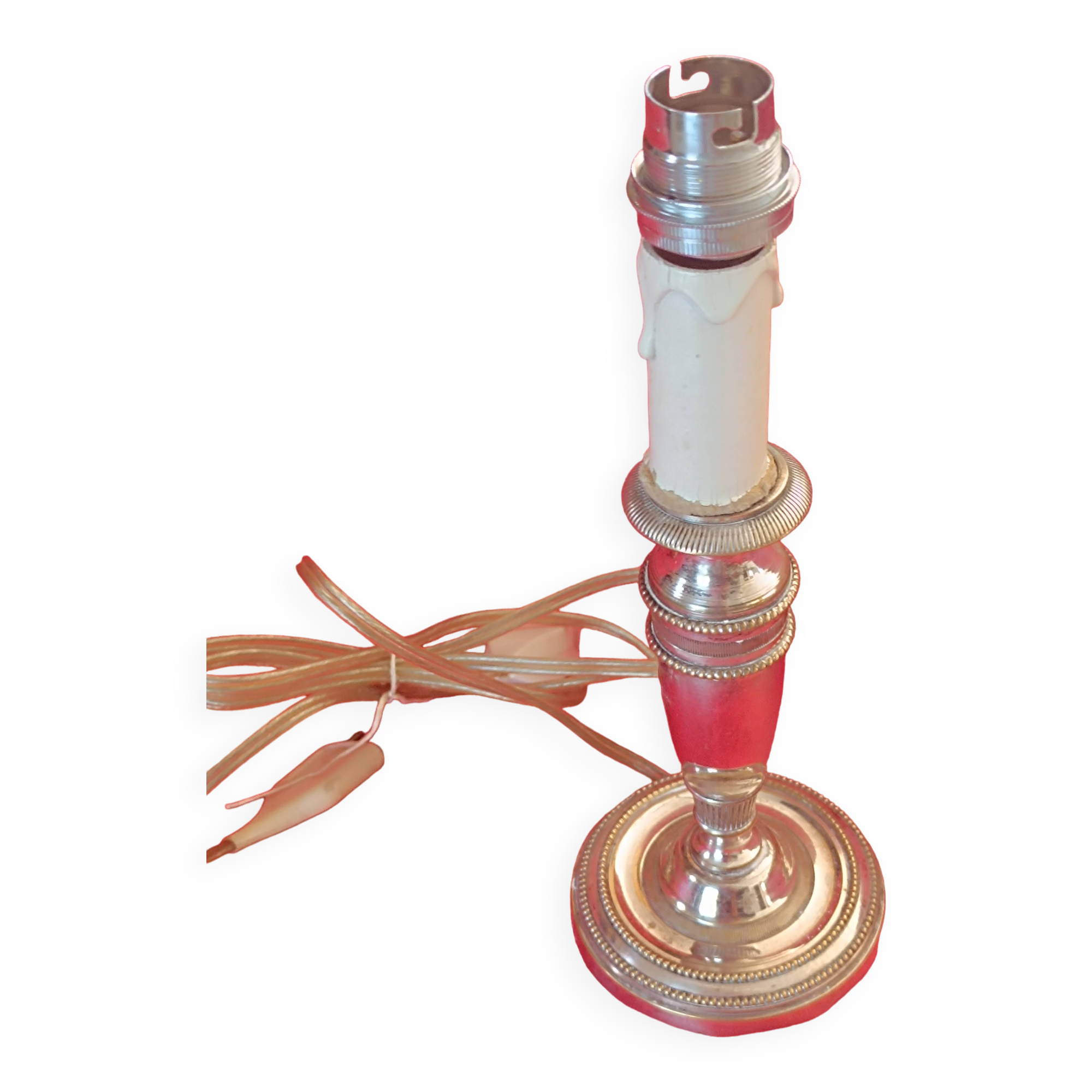 Old lamp base in silver metal.