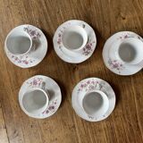 Service tasses à café ancien, en porcelaine, motif roses