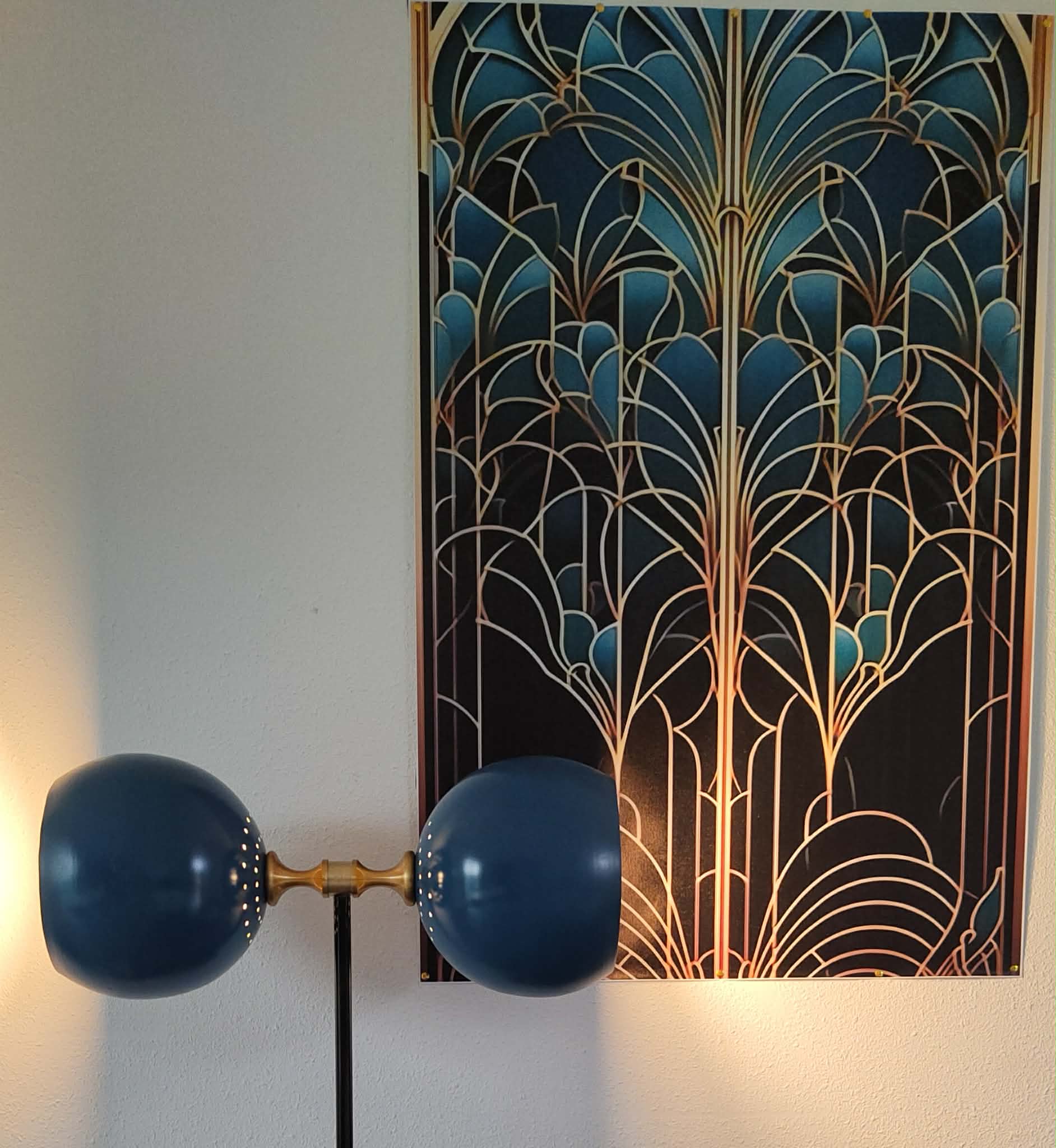 Lampadaire vintage 1980 double éclairage