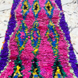 Berber hallway rug Boucherouite pink and fluorescent