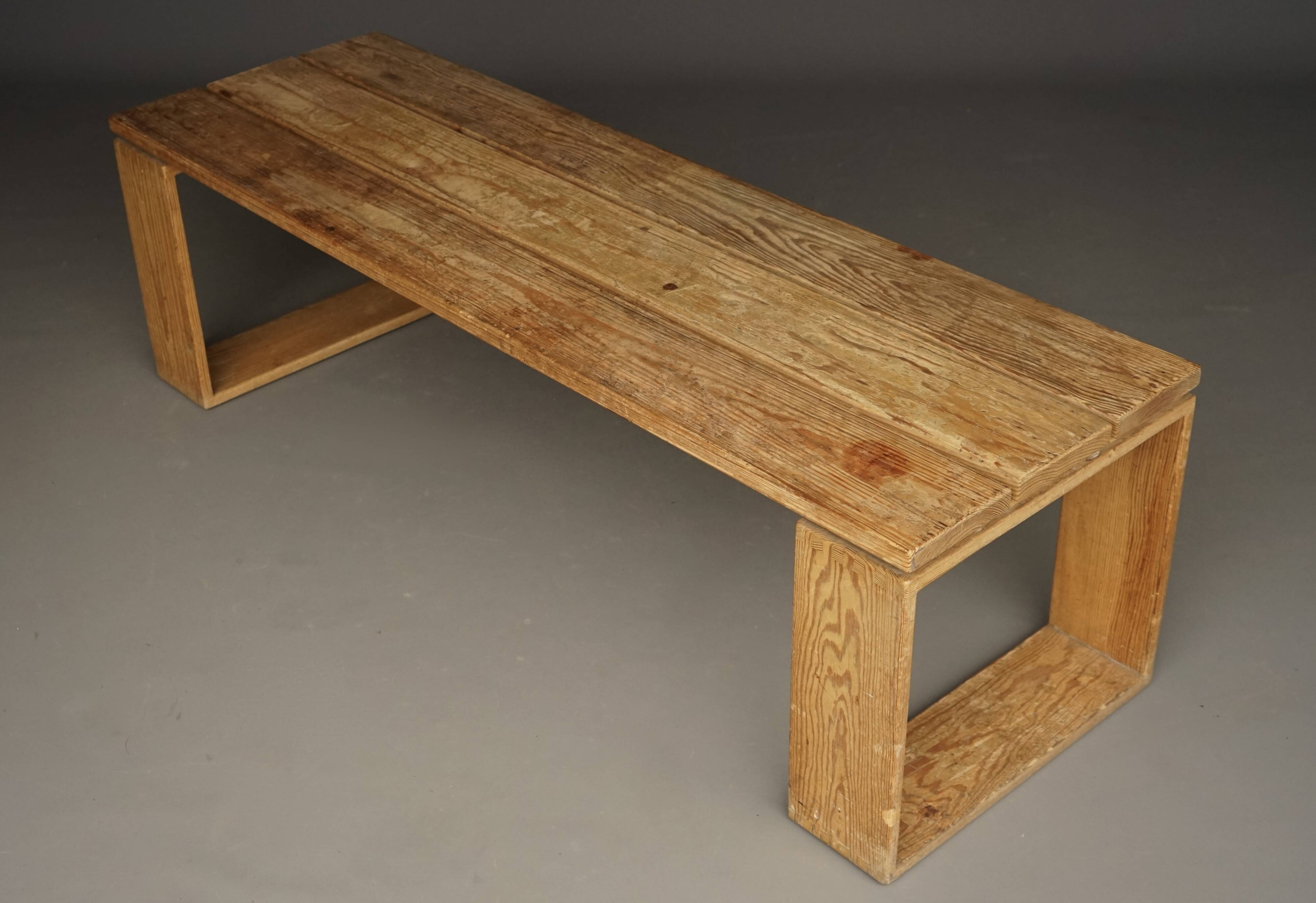 Vintage Scandinavian Solid Pine Bench. 1960s