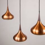 Triple Danish pendant light in metal and Rosewood, Orient model, Jo Hammerborg for Fog & Morup.