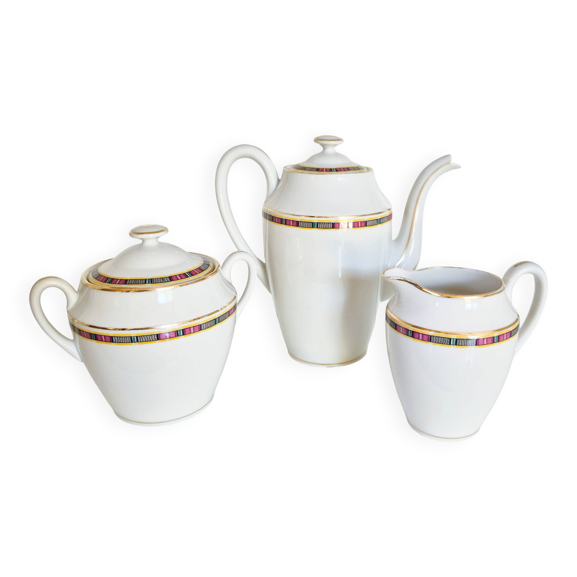 Limoges porcelain coffee service, vintage French.